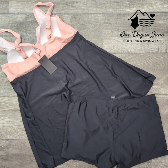 Daci Plus Size Knot Front Boyshort Tankini Swimsuit Size 16W - Picture 6 of 6